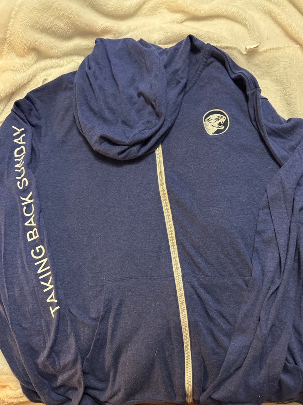Taking Back Sunday Band Zip Hoodie - Navy with White Accents